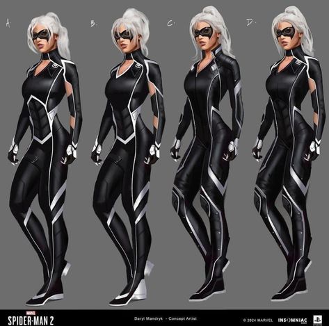 Black Cat Marvel Costume, Marvel Comics Women, Spiderman Black Cat, Black Widow And Hulk, Marvel Concept Art, Marvel Character Design, Marvel Heroines, Black Cat Marvel, Marvel Costumes