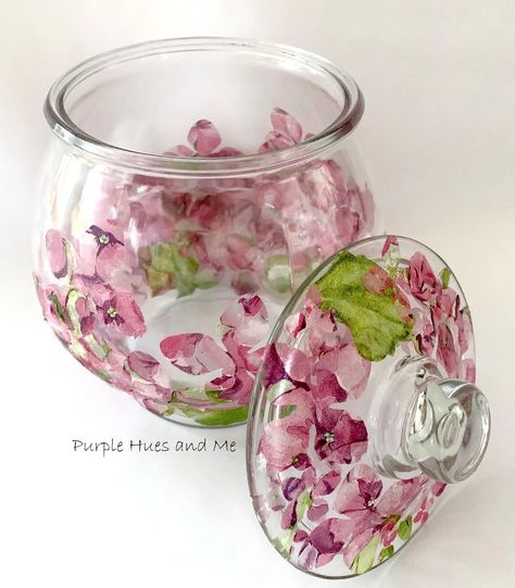 Napkin Flowers, Dishwasher Safe Mod Podge, Decoupage Jars, Decoupage Tutorial, Decoupage Decor, Mod Podge Crafts, Decoupage Glass, Napkin Decoupage, Decoupage Napkins