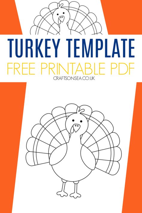 Turkey Template (FREE Printable) Turkey Printables Free Kids, Turkey Printable Free, November Preschool, Turkey Template, Winter Crafts For Toddlers, Elementary Librarian, Thanksgiving Templates, Preschool Thanksgiving, November Ideas