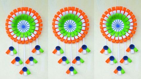 DIY Independence day craft wall hanging / Paper wall hanging craft / Paper flower Home decor Independence Day Wall Hanging, Flower Home Decor, Independence Day Decoration, Craft Wall, Hanging Craft, Paper Wall Hanging, Wall Hanging Crafts, Paper Crafts For Kids, Craft Paper