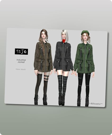 Sims 4 Clothing CC: Sujo     Industrial Jacket By Helsoseira Industrial Fashion, Dress Everyday, Weather Clothes, Sims 4 Cc Download, Sparkle Mini Dress, Dress Name, Short Dress Styles, Best Sims, Pleated Mini Dress