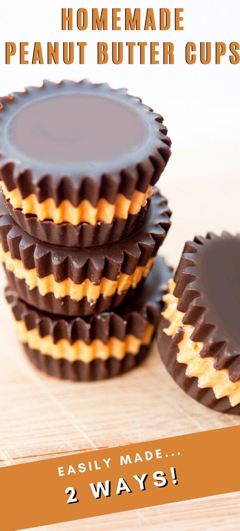 These peanut butter cups are better then store bought! Make homemade peanut butter cups one of two ways. Both are delicious! Ways To Use Peanut Butter, Burger Cups, Mini Peanut Butter Cups, Healthy Peanut Butter Cups, Peanut Butter Cups Recipe, Homemade Peanut Butter Cups, Muffin Papers, Delicious Clean Eating, Holiday Dessert Recipes