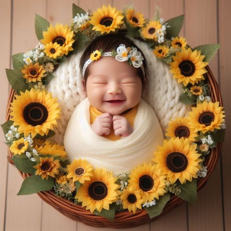 Photoshoot Ideas Sunflower, Infant Photo Shoot Ideas, Infant Photoshoot Ideas, Infant Photoshoot, Baby Photoshoot Ideas, Princesa Disney, Newborn Shoot, Newborn Photoshoot, Baby Photoshoot