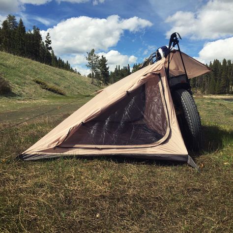 Nomad 2 Motorcycle Tent Rustic Lifestyle, Motorcycle Tent, Camp Tent, Bushcraft Shelter, Motorcycle Camping Gear, Bike Bags, Bike Camping, Motorcycle Camping, Motorcycle Travel