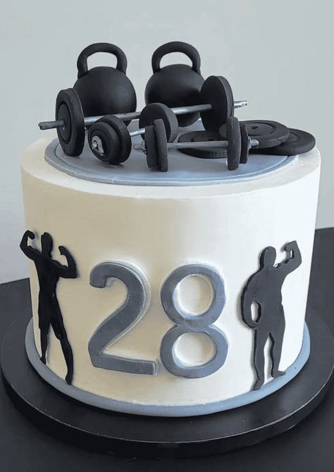 Gym Cake Design, Sports Birthday Cake, Sports Birthday Cakes, Fitness Cake, Gym Cake, Sports Cake, Cake For Boyfriend, 18th Cake, Pastel Cakes