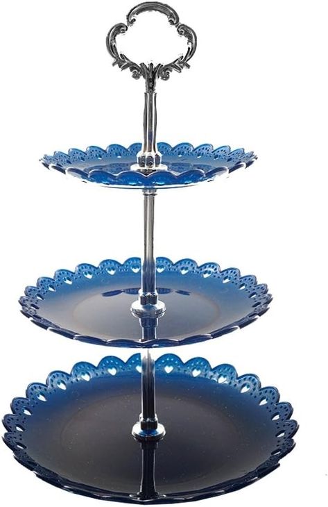 Amazon.com: Artliving 3-tier Plastic Cake Stand-Dessert Stand-Cupcake Stand-Tea Party Serving Platter Blue Silver : Home & Kitchen Shower Sandwiches, Bridal Shower Sandwiches, Poetry Tea, Poetry Tea Time, Party Serving, Cupcake Stands, Bridal Shower Food, Dessert Stand, Awesome Food