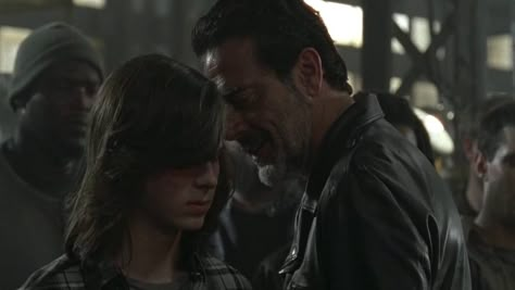 Carl X Negan, Negan And Carl, Twd Carl, Jeffery Dean, Angry Baby, Negan Twd, Walking Dead Art, Dean Morgan, Chandler Riggs