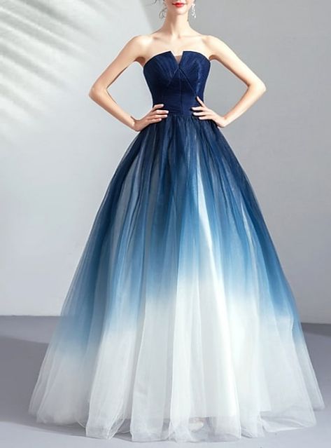 Formal Dresses Uk, Tulle Prom Dress Long, White Prom Dress Long, Ombre Prom Dresses, Cheap Prom Dresses Long, Strapless Evening Dress, Pakaian Feminin, 파티 드레스, Blue Evening Dresses