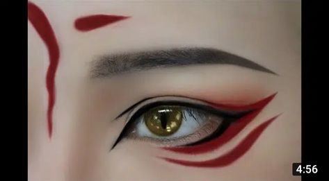 Kitsune Cosplay Makeup, Kitsune Eye Makeup, Kitsune Makeup, Kitsune Cosplay, Dragon Makeup, Geisha Makeup, Fox Makeup, Queen Youtube, Anime Eye Makeup