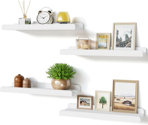 Shelves With Lip, Wall Bookshelves Kids, Dorm Room Color Schemes, Dorm Room Colors, Picture Ledge Shelf, Shelves For Bedroom, Rustic Wood Floating Shelves, Shelves For Wall, White Floating Shelves