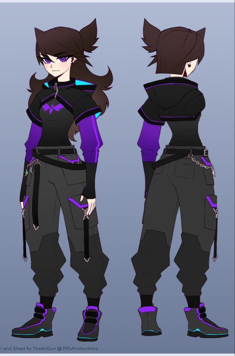 Female Turn Around Reference, Jacket Poses Reference, Female Vigilante Outfit Character Design, Sci Fi Outfits Drawing, Cyberpunk Aesthetic Outfit Drawing, Parkour Outfits, Ninja Outfit Design Male Drawing, Voltron Inspired Outfits, Jaiden Animations Art Style