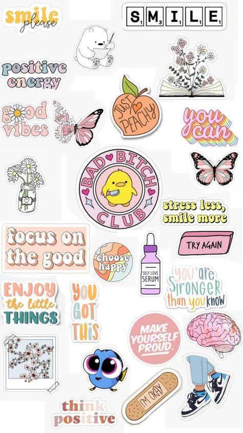 Aethstetic Stickers Printable, Stiker Aestetic, Printable Stickers Aesthetic, Stikers Aesthetic, Stickers Motivation, Motivation Stickers, Imprimibles Harry Potter Gratis, Aesthetic Self Love, Motivational Stickers