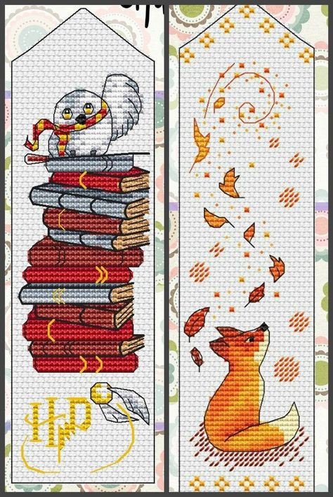 Harry Potter Cross Stitch Pattern, Bookmark Cross Stitch Pattern, Bookmark Cross Stitch, Nursery Cross Stitch, Pola Bordir, Nature Cross Stitch, Cross Stitch Books, Pola Kristik, Disney Cross Stitch