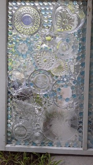 DIY Old Window Decoration | ThriftyFun Repurposed Windows Ideas Diy Projects, Diy Window Glass Art, Diy Window Crafts, Old Window Frames Without Glass Ideas, Stained Glass Using Old Plates, Glass On Glass Art, Repurposed Windows Ideas, Old Window Ideas For Outside, Old Windows Repurposed Decor