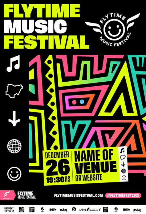 Flytime Music Festival 2021 on Behance Event Banner Design Inspiration, African Festival, Typography Projects, Event Social Media, Fest Poster, Music Festival Logos, Festival Logo, Facebook Cover Design, Music Flyer