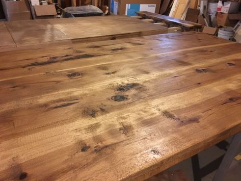 Cedar Headboard, Butcher Block Dining Table, Faux Wood Wall, Dark Wood Dining Table, Butcher Block Tables, Table For Christmas, Front Porch Planters, Diy Kitchen Table, Nook Table