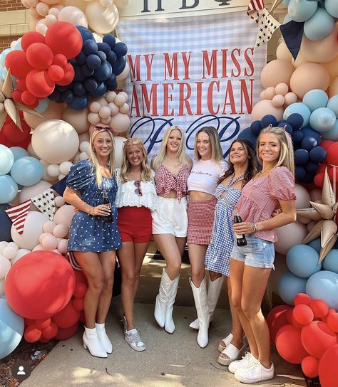 Spirit Week Themes, American Themed Outfit, Sorority Themes, Spring Recruitment, Olympic Party, Recruitment Outfits, Hotty Toddy, Sorority Bid Day, Bid Day Themes