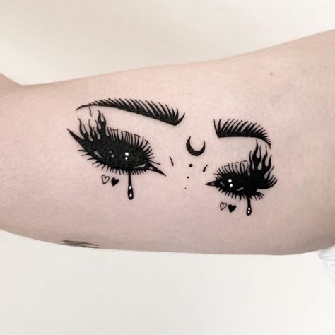 Witch Eyes, Emo Tattoos, Petit Tattoo, Small Pretty Tattoos, Creepy Tattoos, Spooky Tattoos, Heart Tattoo Designs, Best Friend Tattoos, Dark Tattoo