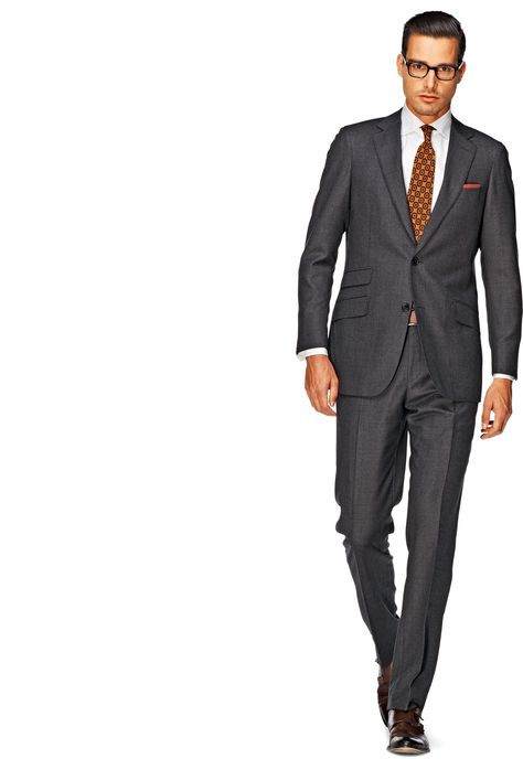 Suit Grey Bird's Eye Sienna P2444i | Suitsupply Online Store Dressing Men, Suit Supply, Dark Gray Suit, Manly Man, Golden Fleece, Striped Trousers, Italian Suit, Look Formal, True Gentleman