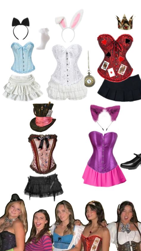 Wonderland Group Costume, Alice In Wonderland Group Costume, Strawberry Shortcake Halloween Costume, Alice In Wonderland Costumes, Bff Halloween Costumes, Alice In Wonderland Costume, Pretty Halloween Costumes, Wonderland Costumes, Dress Up Day