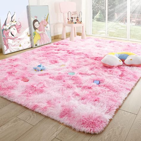 Mercer41 Jairon Machine Woven / Power Loomed Performance Pink/White Machine Washable Rug | Wayfair Eco Friendly Bedroom, Room Cute, Pink Bedroom For Girls, Carpets For Kids, Faux Fur Rug, Pink Home Decor, Fluffy Rug, Cute Home Decor