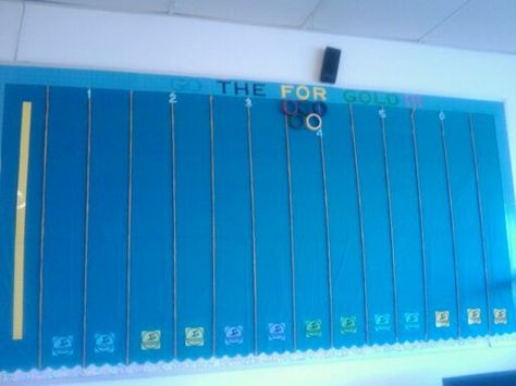 AR Bulletin Board ... Swimming lanes, each grade in a lane competing for the most points. Move the swimmer up the lane as each grade earns points! Swimming Bulletin Boards, Swim Team Bulletin Board, Swim Team Bulletin Board Ideas, Pool Bulletin Board, Ar Bulletin Boards, Team Bulletin Board, Sports Bulletin Boards, Locker Room Decorations, Health Classroom