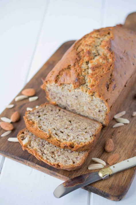 This diary-free Almond Banana bread can more than satisfy a banana bread craving. Nutty and full of banana flavor, it’s hard stop at just 1 slice. Perfect for breakfast, a tasty snack or dessert. #bananabread #dairyfreebananabread #almondbananabread Almond Banana Bread, Dairy Free Banana Bread, Milk Banana, Keto Banana Bread, Banana Bread Recipe Moist, Food Innovation, Moist Banana Bread, Make Banana Bread, Cinnamon Banana