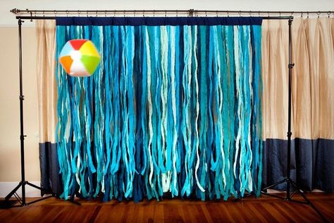 homemade photo booth ideas | Photo booth backdrop Hawaiian Party Decorations, Wedding Reception Backdrop, Backdrop Diy, Diy Beach, Diy Wedding Backdrop, Pool Party Decorations, Beach Themed Party, Diy Photo Booth, Beach Ideas