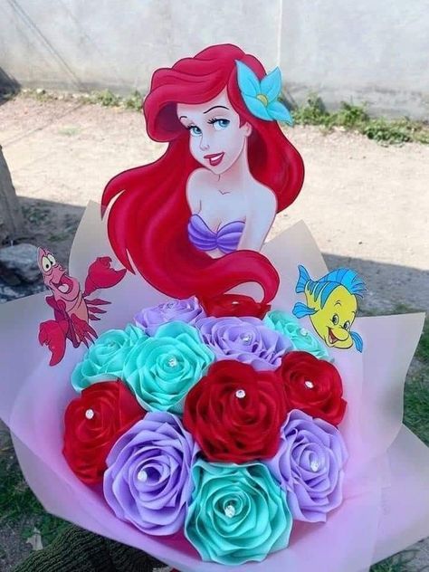 Men’s Floral Arrangement, Disney Themed Bouquets, Disney Princess Flower Bouquet, Disney Princess Bouquet, Ribbon Rose Bouquet Ideas, Eternal Rose Bouquet Ideas, Ribbon Flowers Bouquet Ideas, Eternal Ramos, Eternal Rose Bouquet