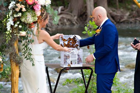 butterfly-release-wedding-ceremony-ideas-old-glory-ranch-wedding-river-wimberly Butterfly Release Wedding, Wimberly Texas, Butterfly Release, Wimberley Texas, Texas Hill Country Wedding, Hill Country Wedding, Wedding Event Venues, Old Glory, October Wedding