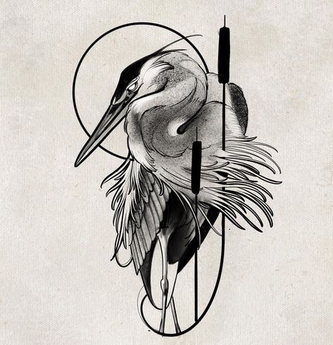 Stork Tattoo, Tattoos Sketches, Heron Tattoo, Hanya Tattoo, Crane Tattoo, Heron Art, Bird Tattoos, Inspiration Tattoo, Sketch Tattoo Design