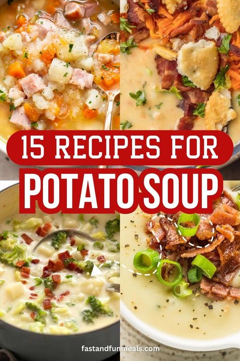 Easy Soup With Potatoes, Soups Using Potatoes, Rocky Hedge Farm Potato Soup, Russet Potato Soup Recipes, Swiss Potato Soup, Potato Soup With Cream Of Chicken, Potato Soup Low Calorie, Potato Soup With Frozen Potatoes, Recipes For Potato Soup