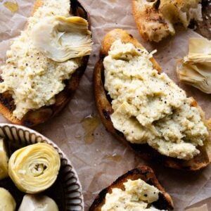 Artichoke Bruschetta - Inside The Rustic Kitchen Artichoke Bruschetta, Pasta With Peas, Artichoke Pasta, Bruschetta Recipe, Ciabatta Bread, Pea Recipes, Cured Meats, Recipe Steps, Recipe Images