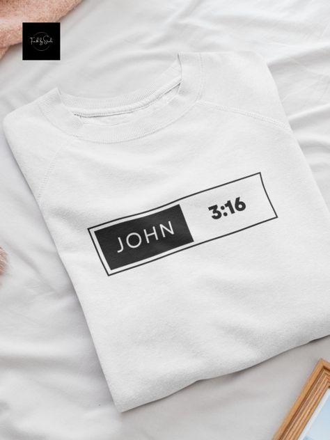 John 3:16 T Shirt Design Christian, Christian Tshirt Design Ideas, Gospel Clothing, Christian Clothing Brand, Christian Tshirt Design, Graphic Shirt Design, Christian Shirts Designs, Shirt Logo Design, Tee Shirt Fashion