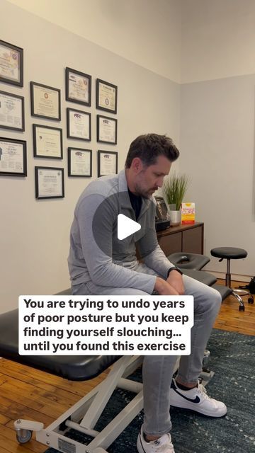 Dr. Patrick Malartsik  |  Pain & Mobility Specialist on Instagram: "FOLLOW along to fix your stubborn posture 👌🏼 

✅ The slouch-over correct is a good exercise to do while sitting at your desk. You want to get in a slouch position for second or two and then transition directly into an over corrected position and hold for a few seconds.

✅ Perform this a few times per day and then transition into more complex scapular exercises for your posture.

✅ Doing this exercise will have a profound effect on your life if you’re willing to take the challenge. The more often you do it, the more you’ll see it’s impact

🔷 Book in person @eliteperformancechiro

🔷 Fueled by Fullscript supplements. Link in bio @chicagobackdoc . Sign up for 15% off all orders.

🔷 Quarter zip from @stateandliberty menswe Scapular Exercises, Posture Correction Exercises, Poor Posture, Posture Correction, Fix You, The Challenge, Quarter Zip, See It, Hold On