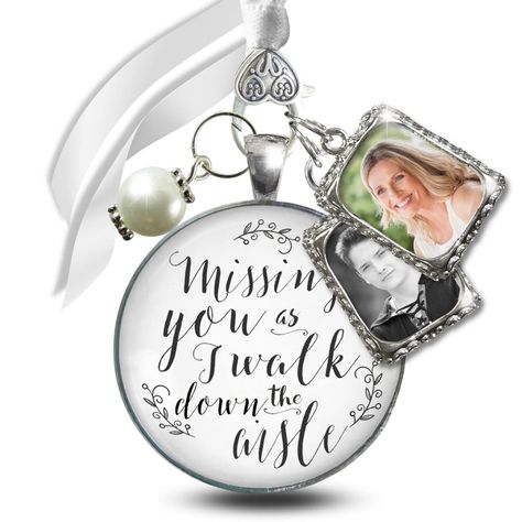 Memory Missing You As I Walk Down Aisle 2 Mini Picture Frames Silvertone Metal White Glass Pendant Bead Bridal Remembrance Gift for Bride Flowers DIY Template Bouquet Photo Charm, Wedding Bouquet Photo Charm, Bridal Bouquet Charms, Mini Picture Frames, Wedding Bouquet Charms, Bouquet Photo, Memory Frame, Gift For The Bride, Wedding Charm