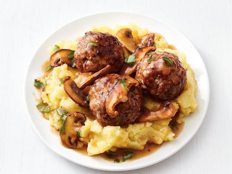 Get Meatball Marsala Recipe from Food Network Meatball Marsala Food Network, Marsala Recipe, Chicken Garlic, Grilled Portobello, Sweet Italian Sausage, Weeknight Dinner Recipe, Honey Garlic, Garlic Chicken, Kitchen Food