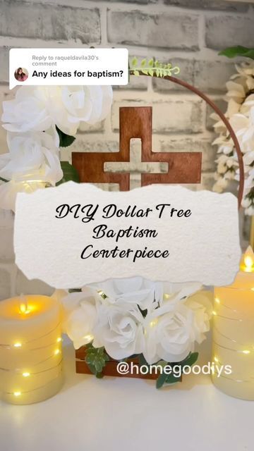 Baptism Craft, Christening Centerpieces, Bautizo Ideas Boy, Baptism Decorations Boy, Communion Centerpieces, Baptism Party Decorations, Dollar Tree Centerpieces, Baptism Pictures, Baptism Centerpieces