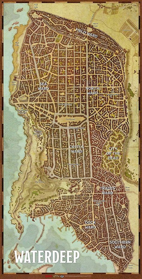 Waterdeep Dragon Heist, Dungeons And Dragons Races, Fantasy City Map, Dnd World Map, Fantasy World Map, Dnd Dragons, Tabletop Rpg Maps, Dragon City, Dragon Rpg