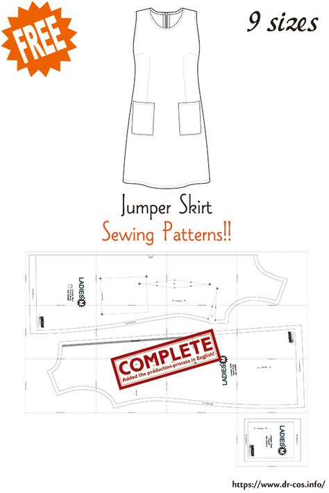 Upcycled Apron, Jumper Sewing Pattern, Jumper Pattern, Japanese Sewing Patterns, Free Pdf Sewing Patterns, Jumper Patterns, Free Sewing Patterns, Clothing Diy, Japanese Sewing