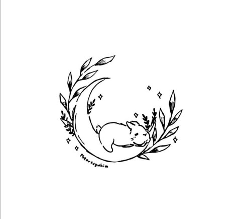 Black And White Bunny Tattoo, Bunny With Fairy Wings Tattoo, Bunny On The Moon Tattoo, Sleepy Tattoo Ideas, Small Bunny Tattoo Simple, Sleeping Bunny Tattoo, Rabbit Outline Tattoo, Bunny Tattoo Outline, Bunny Moon Tattoo