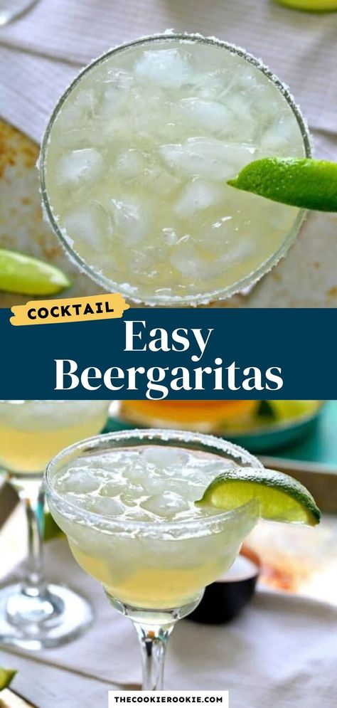 Beergarita Recipe, Beer Margarita Recipe, Tequila And Lemonade, Beer Margaritas, Beer Margarita, Easy Margarita Recipe, Fun Party Drinks, Frozen Limeade, Easy Margarita