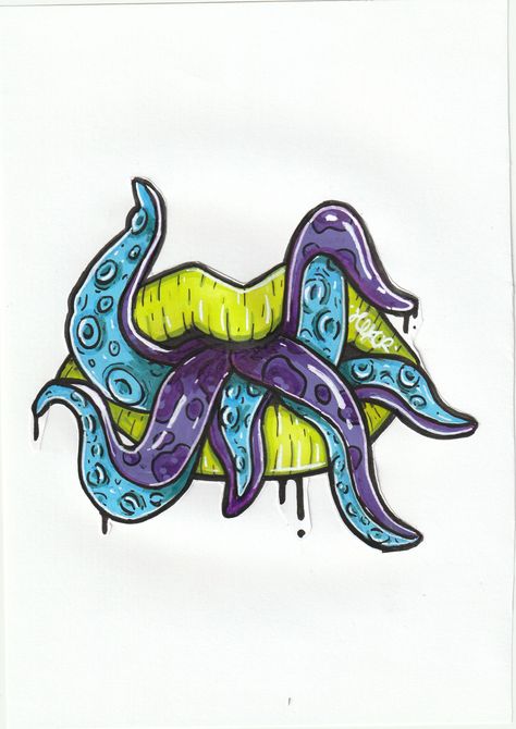 #mouth #tentacle #octopus#draw#drawaing#designer #colourful #cartoon #cartoonist #art #artist#sticker#posca Cartoonist Art, Draw A Face, Trippy Drawings, Trippy Painting, Hippie Painting, Octopus Art, Arte Sketchbook, Trippy Art, Hippie Art