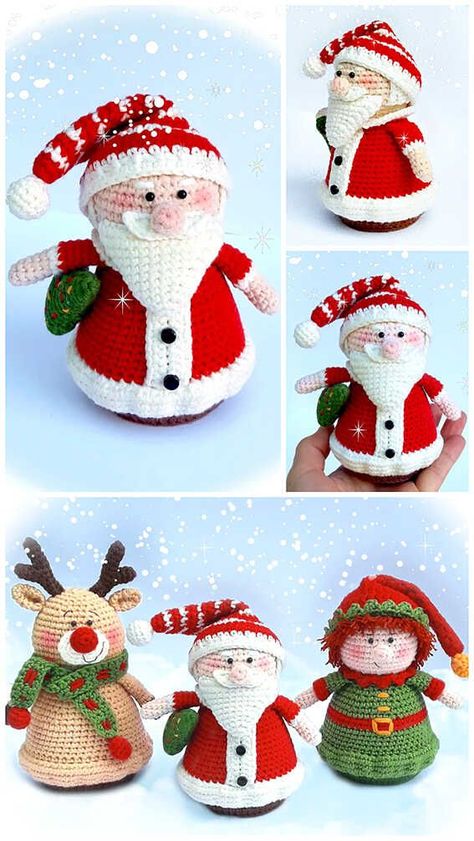 crochet amigurumi free patterns Amigurumi Santa Claus, Amigurumi Santa, Christmas Crochet Patterns Free, Crochet Christmas Gifts, Santa Patterns, Crochet Santa, Crochet Xmas, Crochet Christmas Decorations, Crochet Ornaments