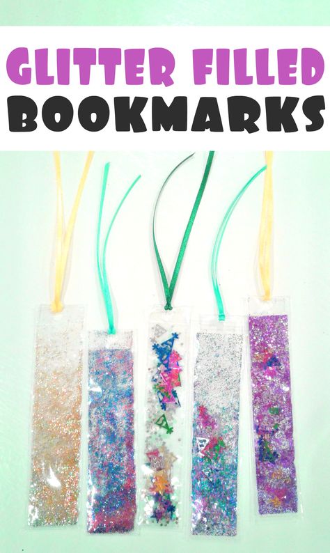 How to make glitter and confetti filled bookmarks.  Check out this easy DIY from CrazyDiyMom on how to make these glitter and confetti filled boookmarks.  #diy #bookmarks #glitter #confetti #books Shaker Bookmarks, Homemade Bookmarks, Bookmarks Diy, How To Make Glitter, Bookmark Crochet, Diy Confetti, Bookmarks Kids, Glitter Crafts, Diy And Crafts Sewing