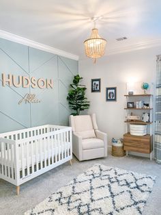 Accent Wall Boy Nursery, Nursery Accent Wall Boy, Modern Baby Boy Nursery, Boy Nursery Design, Modern Boy Nursery, Nursery Accent Wall, Baby Boy Bedroom, Baby Boy Room Decor, Nursery Room Design