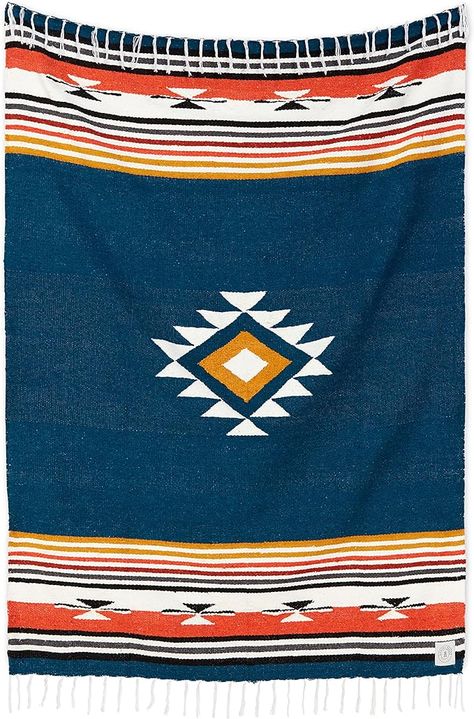 Amazon.com: Blue and Tan Mexican Blanket by Laguna Beach Textile Co - Beach, Yoga, Camping, or Decorative Throw Blanket - Traditional Handmade Serape - Navy Baja : Home & Kitchen Mexico Blanket, Hippie Blanket Mexicali Blues, Mexican Striped Blanket, Serape Blanket, Mexican Serapes, Decorative Throws Blanket, Mexican Blanket, Guatemalan Textiles Bedding & Blankets, Textile Company