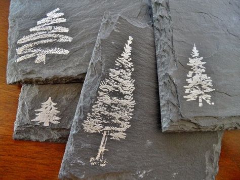 Slate Ornaments, Slate Crafts, Slate Tile Crafts, Slate Painting, Slate Shingles, Slate Roof Tiles, Slate Rock, Slate Tiles, Slate Art