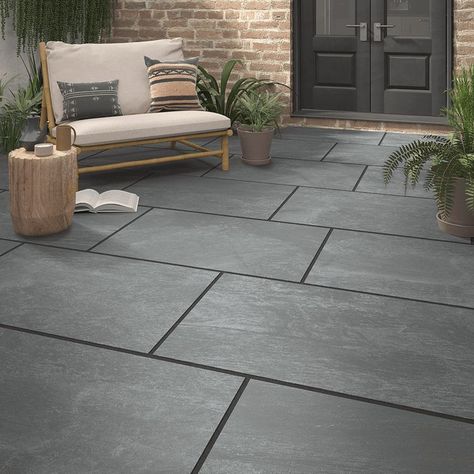 Outdoor Tile Patio, Concrete Patio Makeover, Outdoor Porcelain Tile, Terrace Floor, Porch Tile, Exterior Tiles, Patio Tiles, Patio Flooring, Outdoor Gardens Design