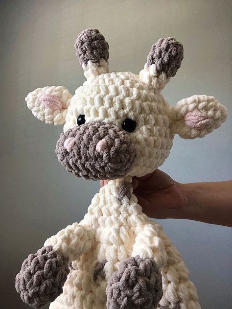 Giraffe Snuggler | Giraffe Lovey | Crochet Giraffe | Cream & Tan Giraffe Lovey Crochet, Giraffe Lovey, Lovey Crochet, Crochet Giraffe, Giraffe Crochet, Christmas Teddy Bear, Crochet Inspo, Crochet Doll Pattern, Knitted Toys